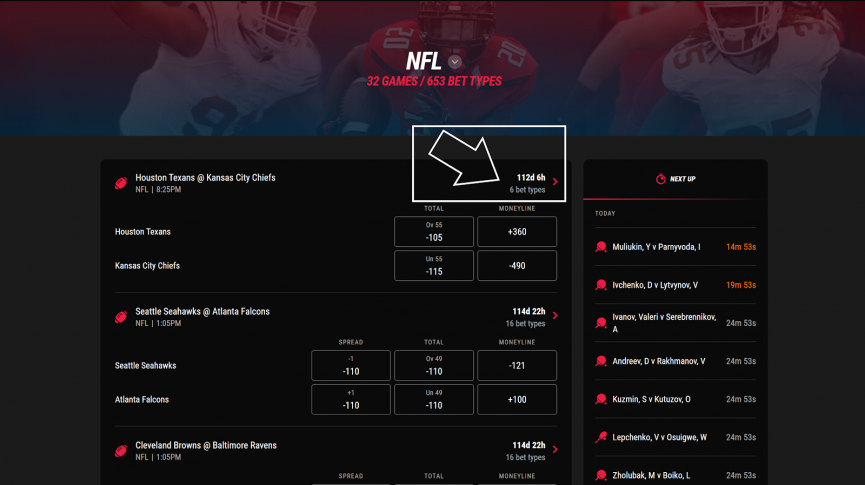 NFL website experience