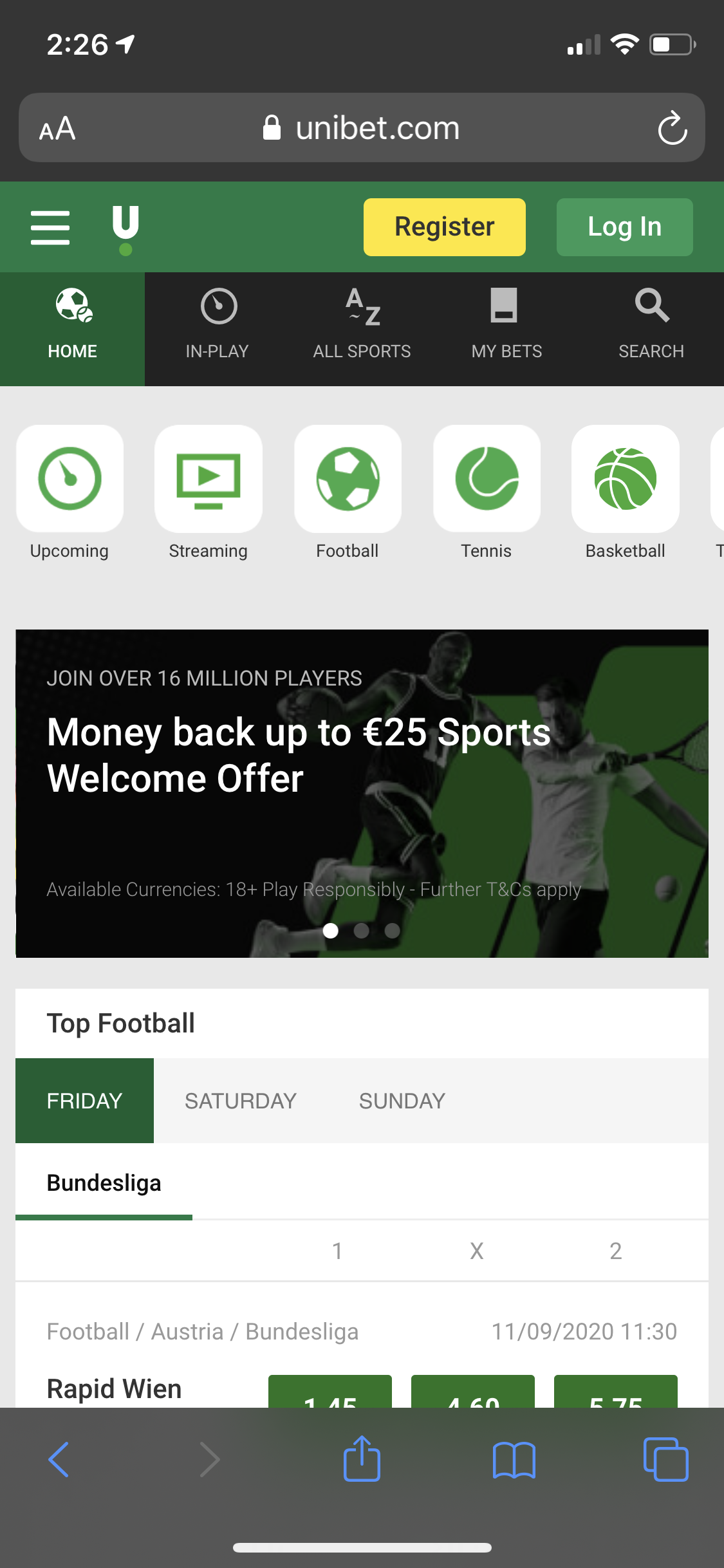 Unibet Sportsbook Home